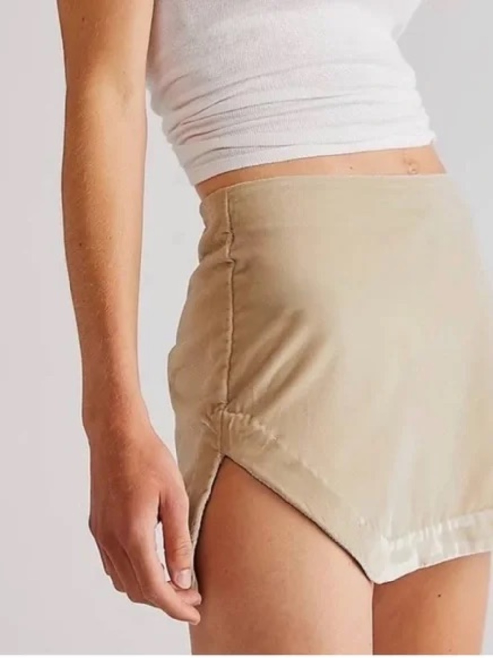 Free People Annalise Velvet Mini Skirt In Neutr $60 Retail NWT
